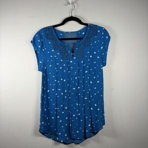 Daniel Rainn Size Petite Small Blue Floral Print Blouse Cutouts Stitch Fix Offic